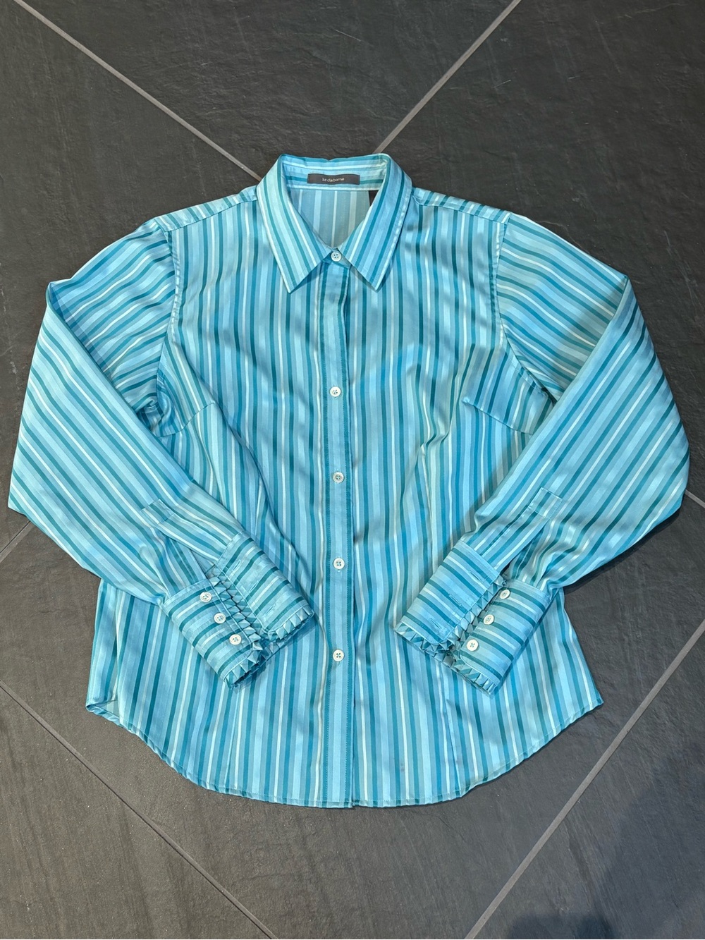Liz Claiborne Turquoise Striped Blouse Size 12